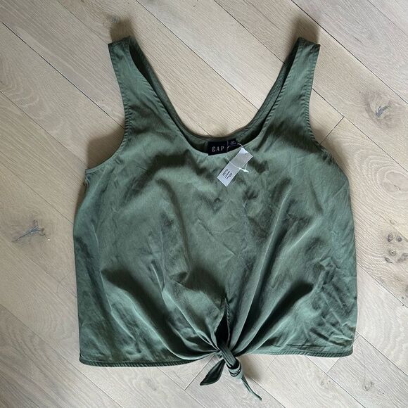 Gap sage green tie tank top - Picture 1 of 4